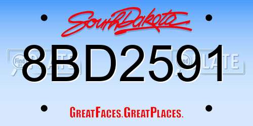 8BD2591 South Dakota License Plate