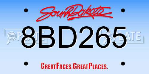 8BD265 South Dakota License Plate