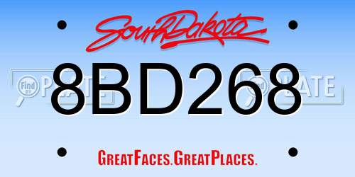 8BD268 South Dakota License Plate