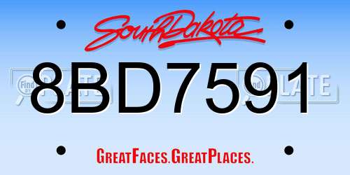 8BD7591 South Dakota License Plate