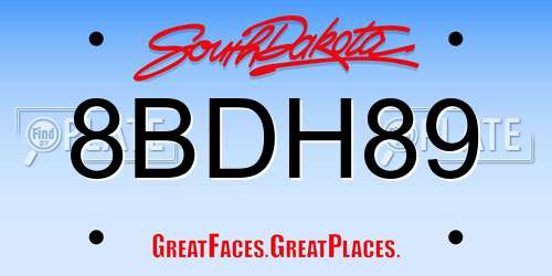 8BDH89 South Dakota License Plate