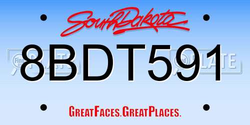 8BDT591 South Dakota License Plate