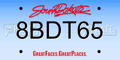 8BDT65 South Dakota License Plate