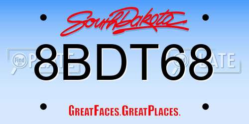 8BDT68 South Dakota License Plate