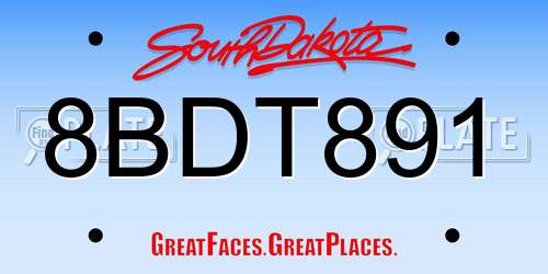 8BDT891 South Dakota License Plate
