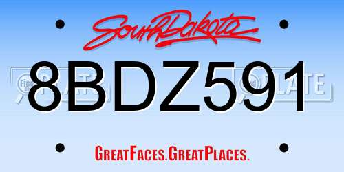 8BDZ591 South Dakota License Plate