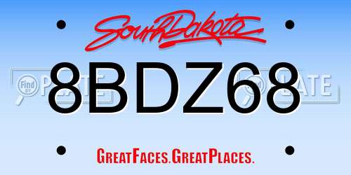 8BDZ68 South Dakota License Plate