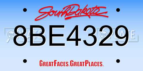 8BE4329 South Dakota License Plate