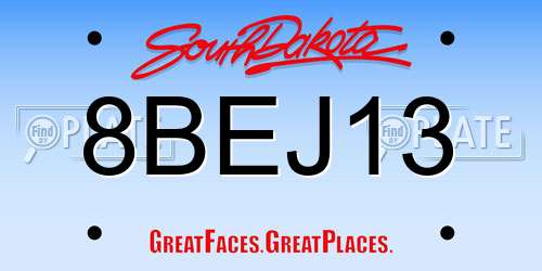 8BEJ13 South Dakota License Plate