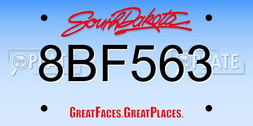 8BF563 South Dakota License Plate