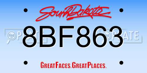 8BF863 South Dakota License Plate
