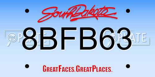 8BFB63 South Dakota License Plate