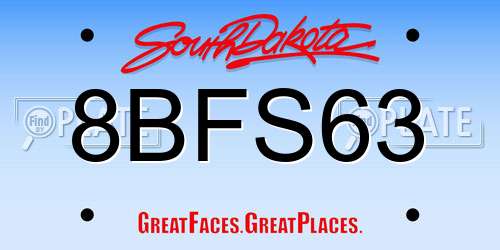 8BFS63 South Dakota License Plate