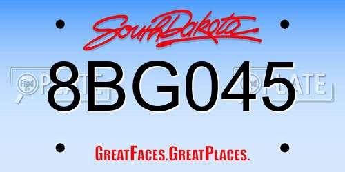 8BG045 South Dakota License Plate