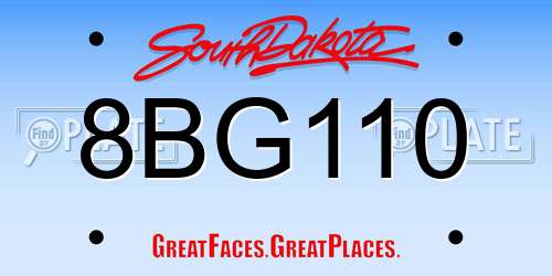 8BG110 South Dakota License Plate