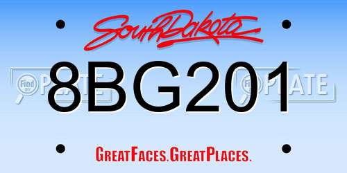 8BG201 South Dakota License Plate