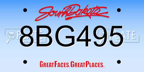 8BG495 South Dakota License Plate