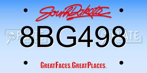 8BG498 South Dakota License Plate