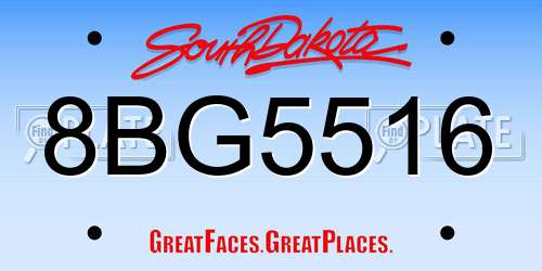 8BG5516 South Dakota License Plate
