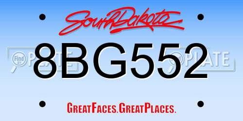 8BG552 South Dakota License Plate