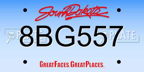 8BG557 South Dakota License Plate