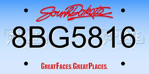 8BG5816 South Dakota License Plate
