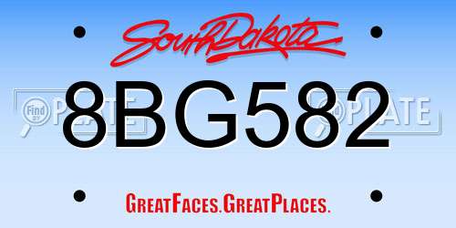 8BG582 South Dakota License Plate