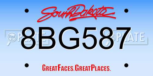 8BG587 South Dakota License Plate