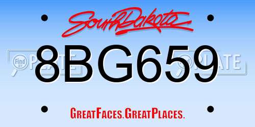 8BG659 South Dakota License Plate
