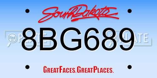 8BG689 South Dakota License Plate