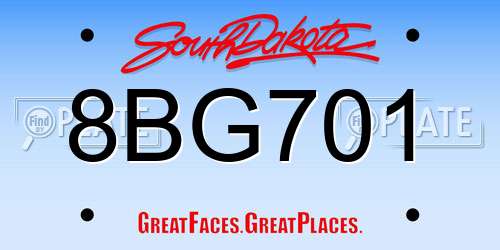 8BG701 South Dakota License Plate