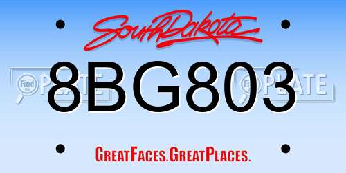 8BG803 South Dakota License Plate
