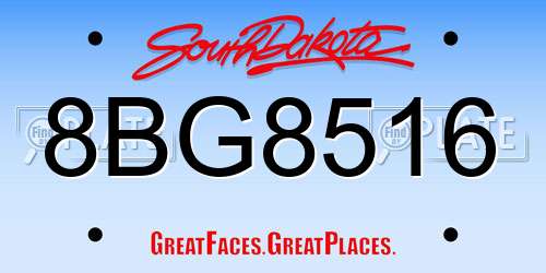 8BG8516 South Dakota License Plate