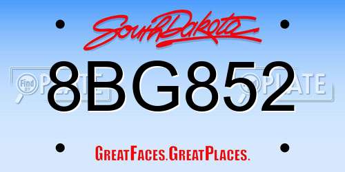 8BG852 South Dakota License Plate