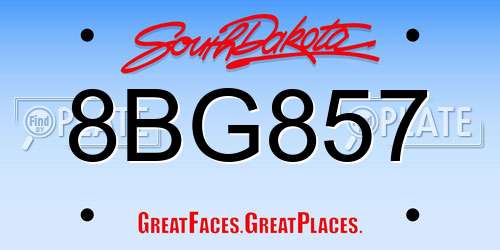 8BG857 South Dakota License Plate