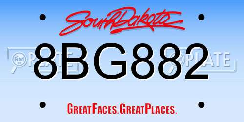 8BG882 South Dakota License Plate