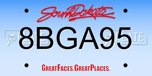 8BGA95 South Dakota License Plate