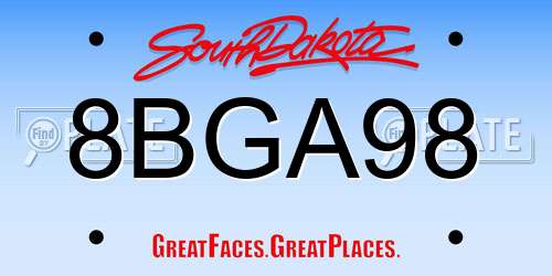 8BGA98 South Dakota License Plate