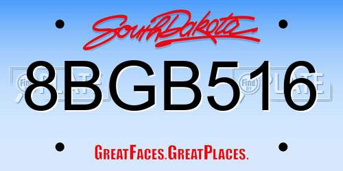 8BGB516 South Dakota License Plate