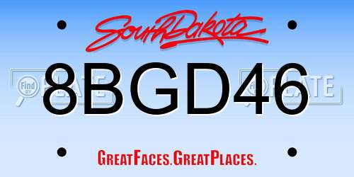 8BGD46 South Dakota License Plate