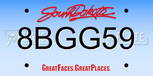 8BGG59 South Dakota License Plate