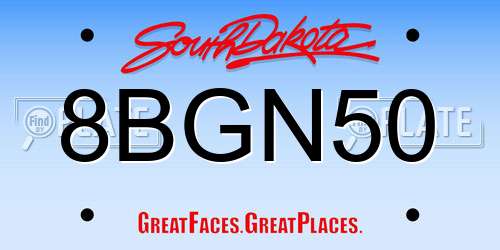 8BGN50 South Dakota License Plate