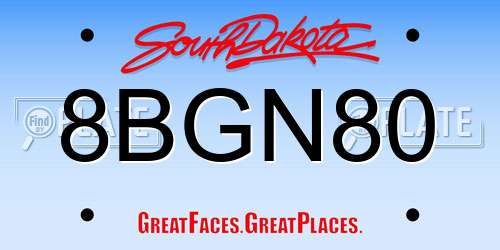 8BGN80 South Dakota License Plate