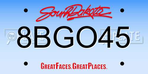 8BGO45 South Dakota License Plate
