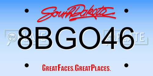 8BGO46 South Dakota License Plate