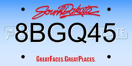 8BGQ45 South Dakota License Plate