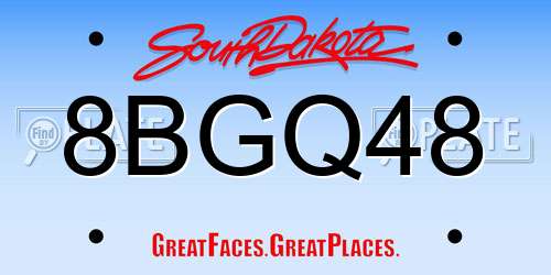 8BGQ48 South Dakota License Plate