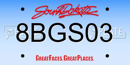 8BGS03 South Dakota License Plate