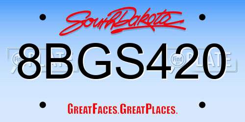 8BGS420 South Dakota License Plate