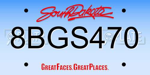 8BGS470 South Dakota License Plate